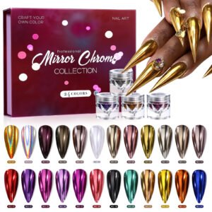 BOJUN 24 Colors Mirror Chrome Nail Powder Set01