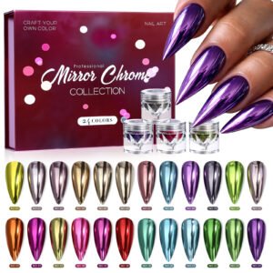 BOJUN 24 Colors Mirror Chrome Nail Powder Set02