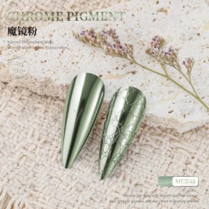 MCB40 Chrome Pigment Powder, Super Mirror Metallic Nail Powder